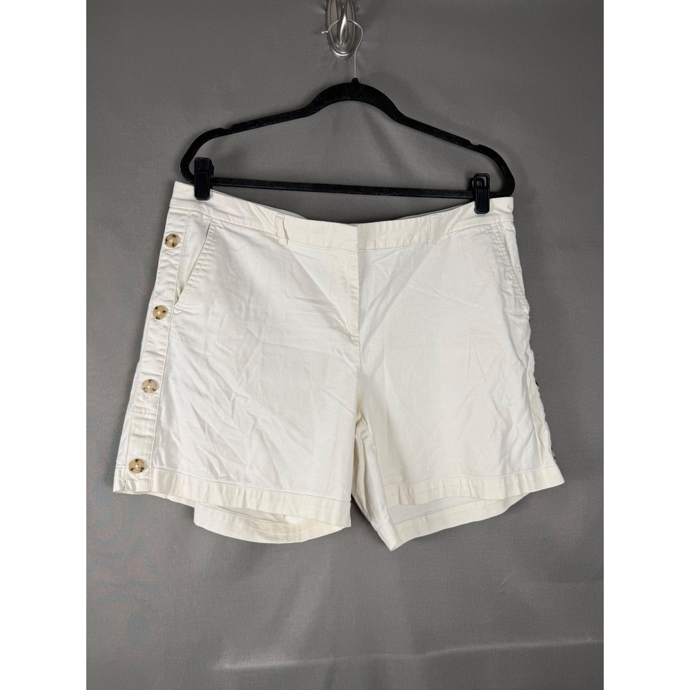 J.Jill Shorts Womens 16 Petite Cream Cotton Linen Side Button Sailor Chino